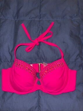 Victoria’s Secret Hot Pink Studded Halter Bikini Top